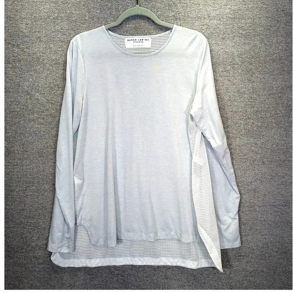 Athleta DEREK LAM 10C Long Sleeve Athletic Wear Mesh Back Blue, White Size Large - Picture 6 of 12